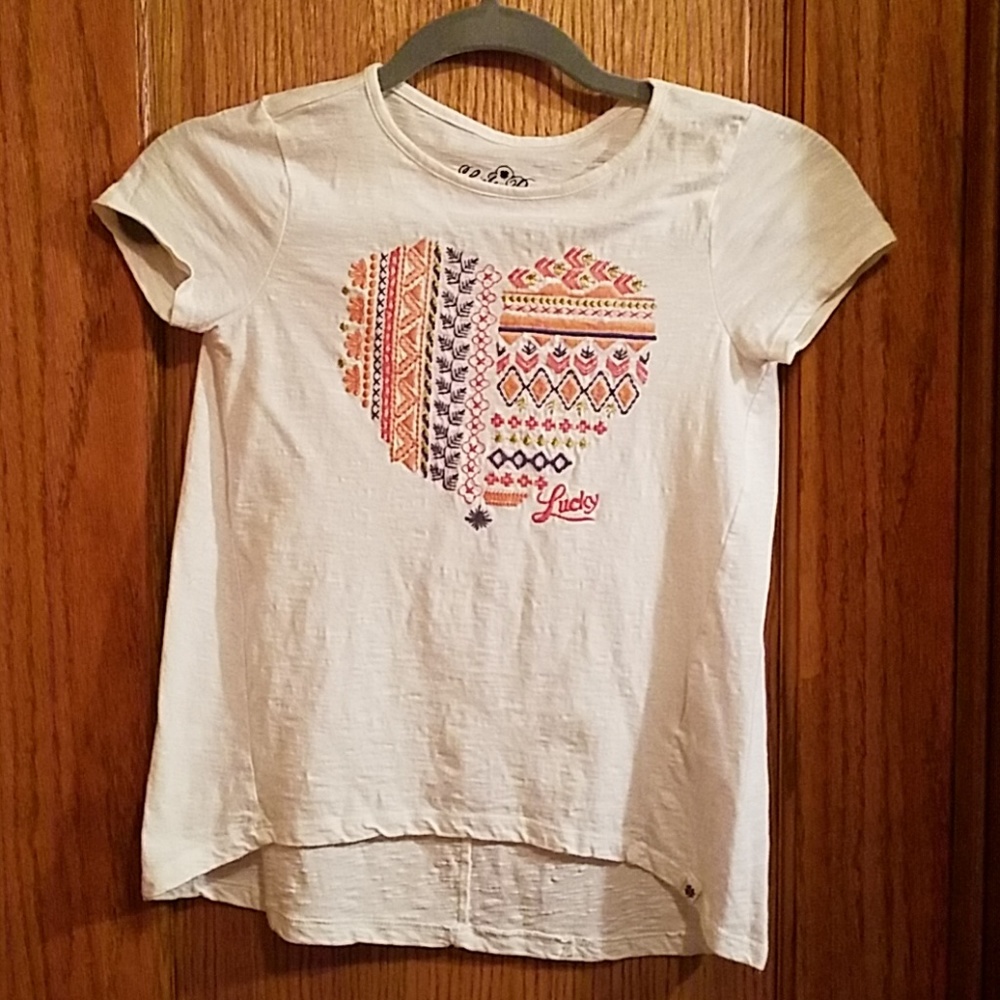 Lucky Brand youth girls top, size medium. Cream.